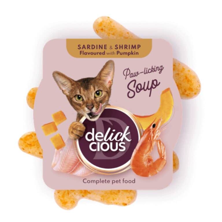 Delickcious sardinių sriuba katėms su krevetėmis ir moliūgais, 80g