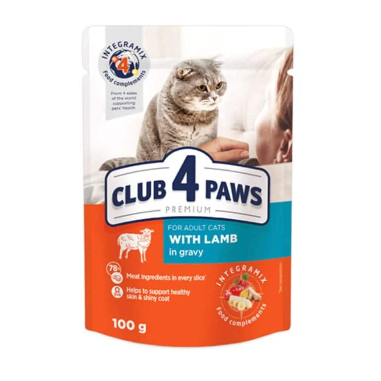 Club 4 Paws konservai katėms su ėriena padaže 100g * 24vnt.