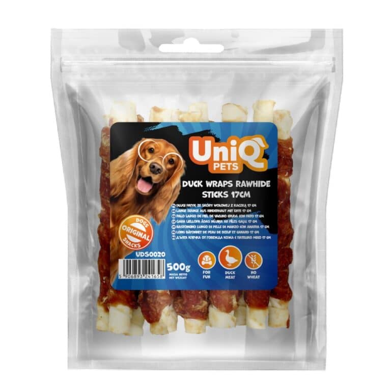 UNIQ PETS Dog Snacks 500g Duck Wraps Rawhide Sticks 17cm