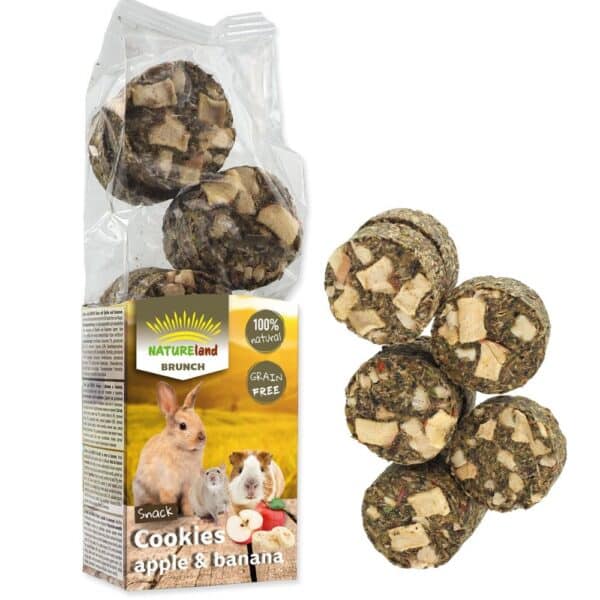 Nature Land BRUNCH Grain-free Cookies Apple & Banana 120g skanėstai graužikams