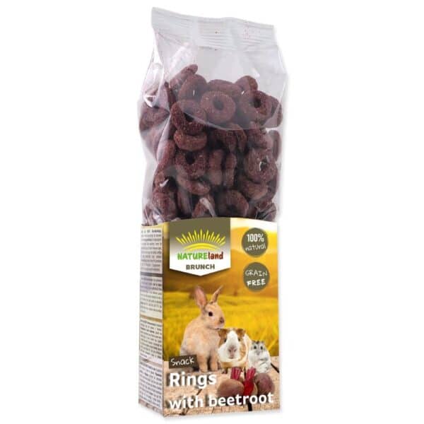 Nature Land BRUNCH Grain-free Beetroot Rings 105g skanėstai graužikams su burokėliais