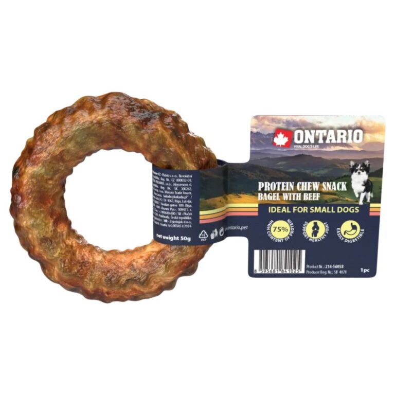 Ontario Protein kramtomas kolageno skanėstas „Bagel“ su jautiena
